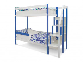Двухъярусная кровать Svogen с бортиком синий-белый в Урае - uraj.magazinmebel.ru | фото
