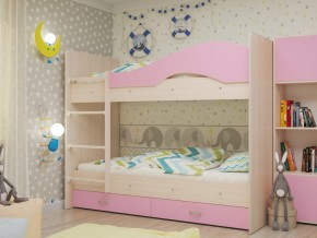 Кровать 2-х ярусная Мая с ящиками на латофлексах розовая в Урае - uraj.magazinmebel.ru | фото