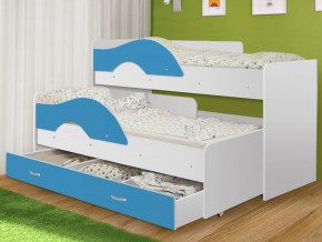 Кровать выкатная Радуга с ящиком 80х160 белая-голубой в Урае - uraj.magazinmebel.ru | фото